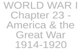 WORLD WAR I Chapter 23 - America & the  Great War 1914-1920