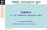 EUREKA Information Days Trenčín and Nitra, March 2-3, 2004