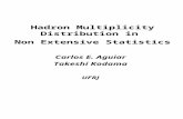 Hadron Multiplicity Distribution in  Non Extensive Statistics