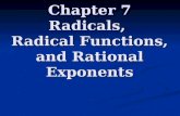 Chapter 7 Radicals,  Radical Functions, and Rational Exponents