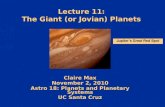 Lecture 11: The Giant (or Jovian) Planets