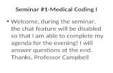 Seminar #1-Medical Coding I