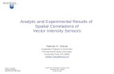 Analytic and Experimental Results of  Spatial Correlations of Vector Intensity Sensors
