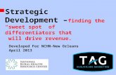 Strategic  Development – finding the “sweet spot” of differentiators that   will drive revenue.