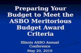 Preparing Your Budget to Meet the ASBO Meritorious Budget Award Criteria