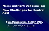 Micro-nutrient Deficiencies: New Challenges for Central Asia  Nune Mangasaryan, UNICEF CARK,
