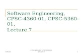 Software Engineering,  CPSC-4360-01, CPSC-5360-01, Lecture 7