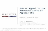 How to Appeal to the Minnesota Court of Appeals CLE