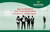 MBA ECONOMICS    EXAM WORKSHOP Prepared by: H.Matsongoni