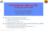 First Physics with ALICE  From pp to Pb–Pb for ALICE collaboration Karel  Š afa ří k, CERN