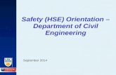 Safety (HSE) Orientation – Department of Civil Engineering