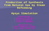 Production of Synthesis from Natural Gas by Steam Reforming Hysys Simulation