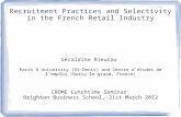 Recruitment Practices and Selectivity in the French Retail Industry