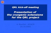 QRL kick-off meeting Presentation of  the cryogenic extensions  for the QRL project