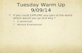 Tuesday Warm Up 9/09/14
