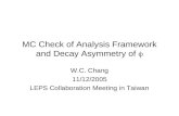 MC Check of Analysis Framework and Decay Asymmetry of