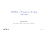 CSE 5194: Orientation Seminar Fall 2009