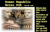 Warm Up: Who were the founders of Rome and what did they teach the Romans.