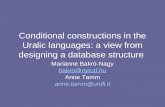 Conditional constructions in the Uralic languages: a view from designing a database structure