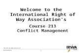 Welcome to the International Right of Way Association’s Course 213 Conflict Management