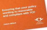 Ensuring that your policy wording is reasonable and compliant with TCF