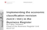 Implementing the economic classification revision  (NACE / ISIC)  in the Business Register