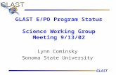 GLAST E/PO Program Status Science Working Group Meeting 9/13/02