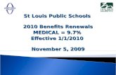 St Louis Public Schools  2010 Benefits Renewals MEDICAL = 9.7%