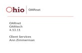 OARnet  OARtech 4.13.11 Client Services Ann Zimmerman