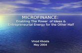 MICROFINANCE:  Enabling The Power  of Ideas & Entrepreneurial Energy for the Other Half