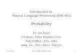 Introduction to  Natural Language Processing (600.465) Probability