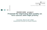 RARECARE  project Proposal for improving data quality on  rare cancers with high priority
