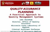 QUALITY ASSURANCE PLANNING  A Practical Approach to Quality Management Systems