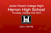 Junior Parent College Night Herron High School Thursday, October  2 nd , 2014