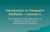 Introduction to Research Methods – Lecture 1