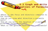 8.2 Graph and Write Equations of Parabolas