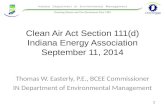 Clean Air Act Section 111(d) Indiana Energy Association September 11, 2014