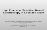 High Precision, Sensitive, Near-IR Spectroscopy in a Fast Ion Beam