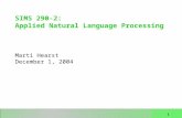 SIMS 290-2:  Applied Natural Language Processing