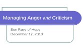 Managing Anger  and  Criticism
