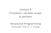 Lecture 5 Functions, variable scope & pointers Structured Programming