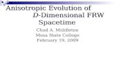 Anisotropic Evolution of  D -Dimensional FRW Spacetime