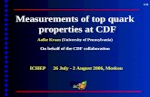 Measurements of top quark   properties at CDF