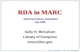 RDA in MARC American Library Association July 2009