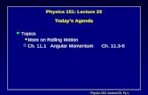 Physics 151: Lecture 23 Today’s Agenda