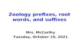 Zoology prefixes, root words, and suffixes