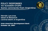 POLICY RESPONSES  TO SUDDEN STOPS Some comments from Argentina Hernán Lacunza Head of Research