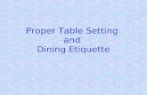Proper Table Setting  and  Dining Etiquette