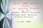 Al-Li 2000 series alloy  out gassing Studies at IIT