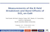 Measurements of the E-field Breakdown and Band Offsets of SiO 2  on GaN
